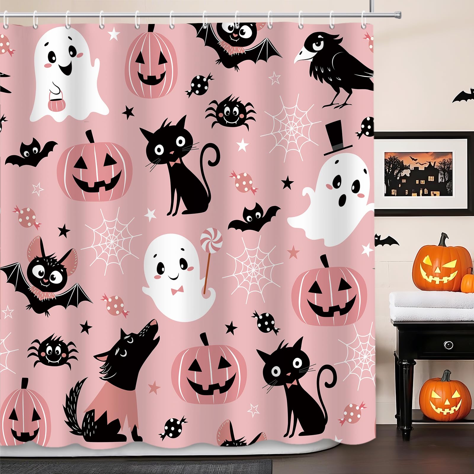 Rideau de douche effrayant Halloween pour éviter les éclaboussures des enfants
