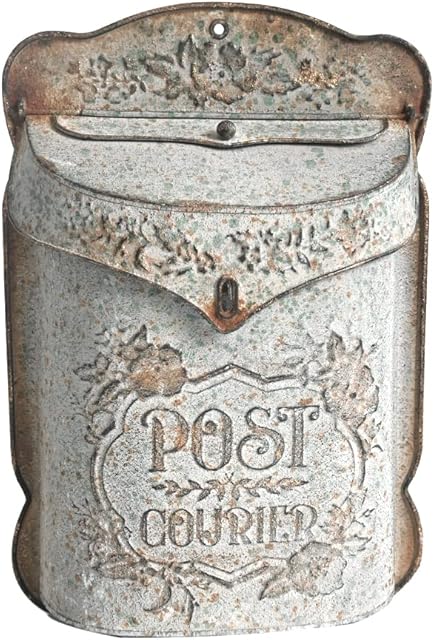 All Chic Vintage Mailbox Post Box Mailbox Wall Mount Post Boxes For Outside Metal Letter Box Retro Antique Style Nostalgic Charm Home Decor Flower Patter Gray