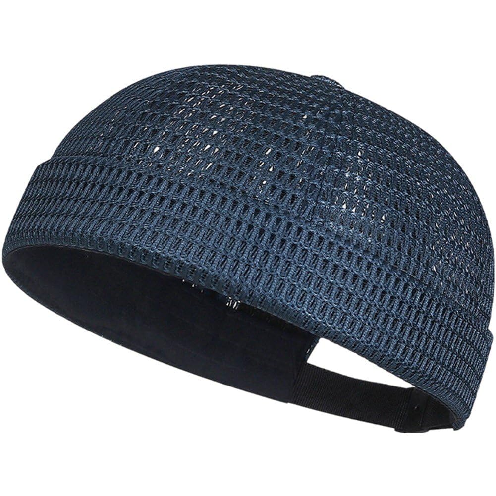 Baokuan Mens Mesh Brimless Cap with No Brim, Summer Docker Cap Beanie Hat Flip Sailor Skullcap Breathable