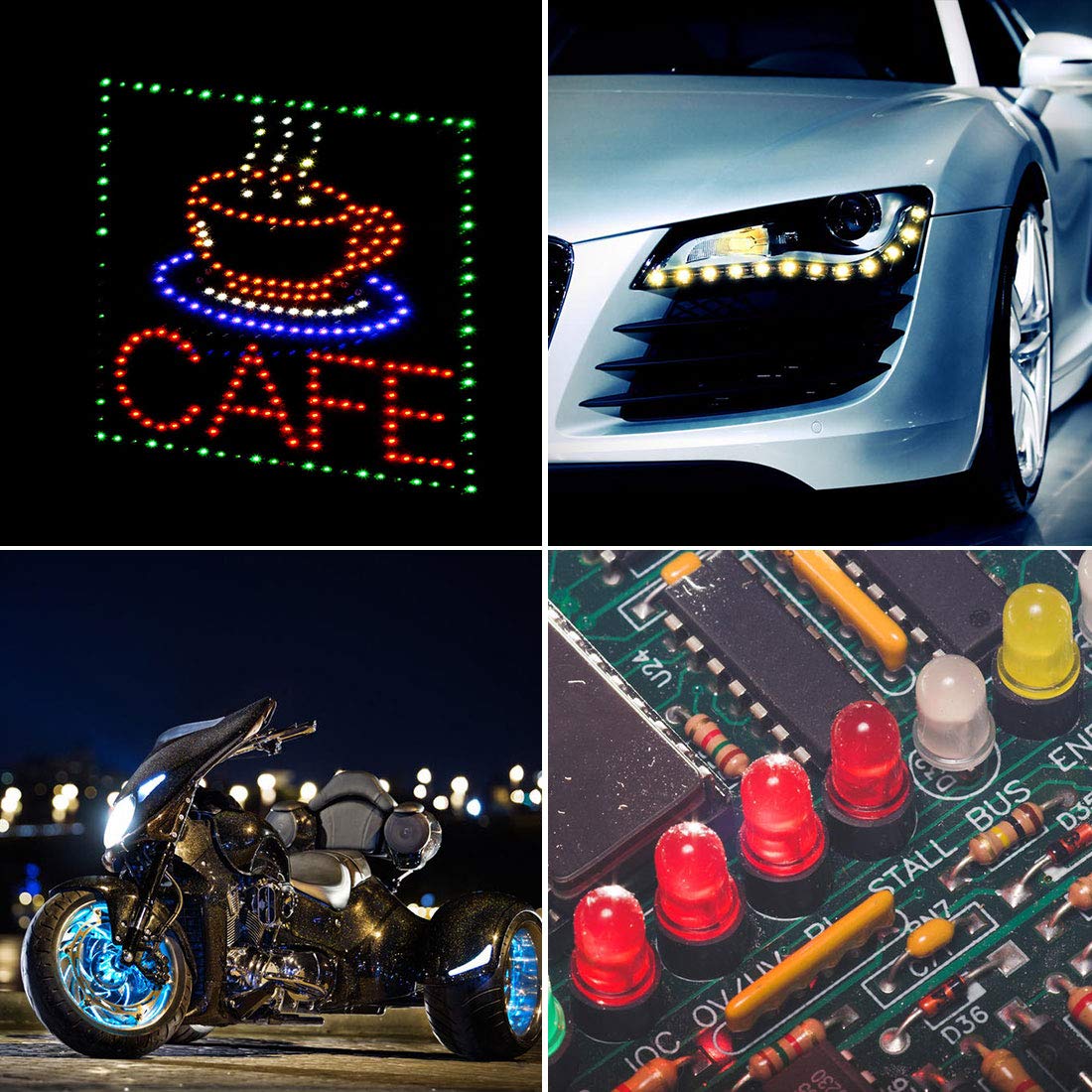 50 diodi a emissione di luci a LED da 12 V, pre-cablati, pre-cablati da 20 cm, CC 12 V, 5 mm, 6 colori, kit assortito con lenti colorate diffuse, piccole lampade a