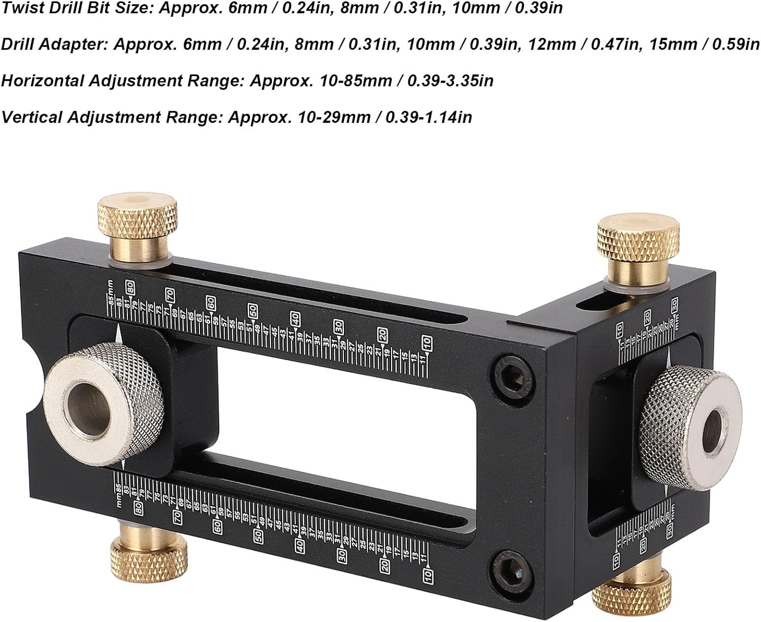Woodworking Drilling Puncher Locator, Adjustable Dowel Drill Kit with Drills, 5 Hole 6 8 10 12 15mm Pin Fixture Hole Drill Bit Set for Bed Cabinet Screws Punch Locator, Depisutafe87oc6bnt
