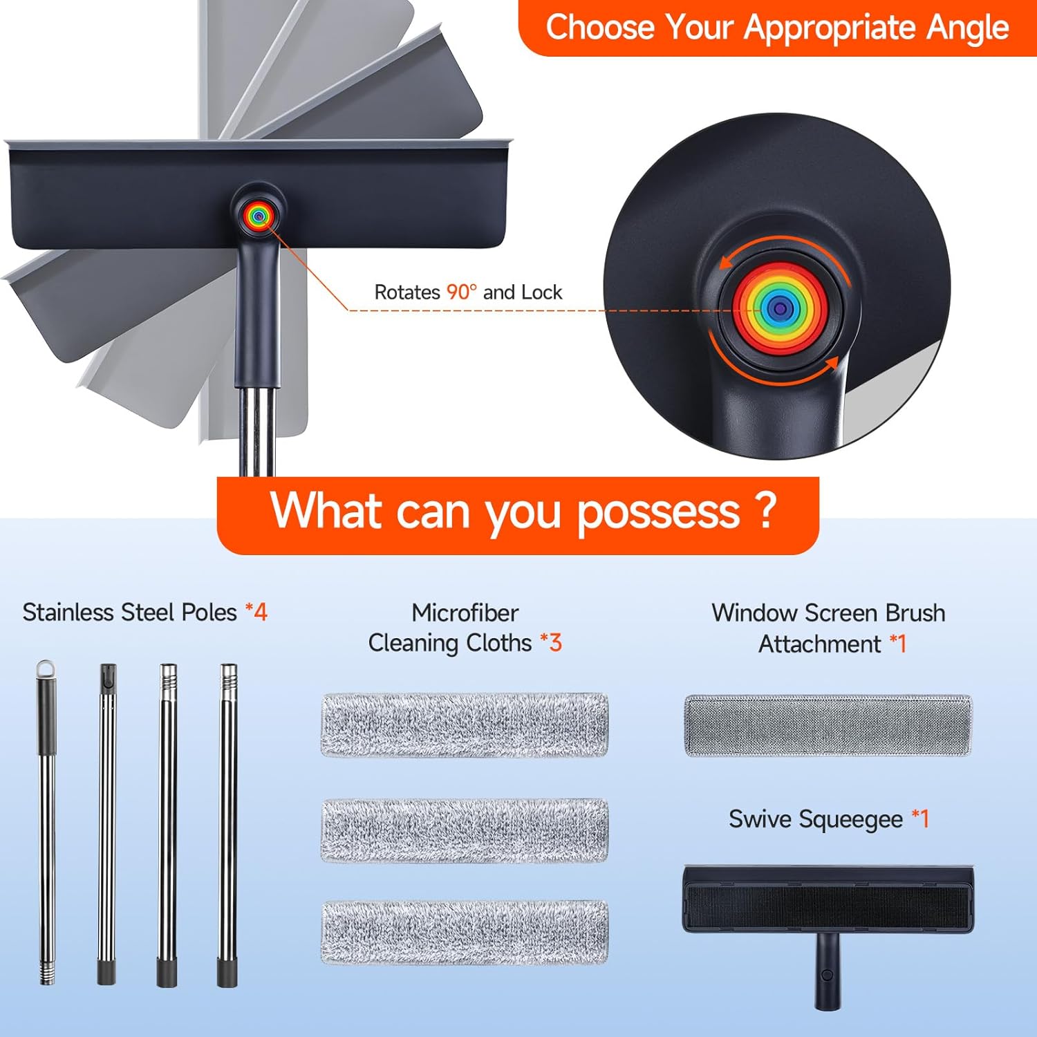 62‘’ Window Washing Kit: 1 Window Squeee for Home, Window Cleaning