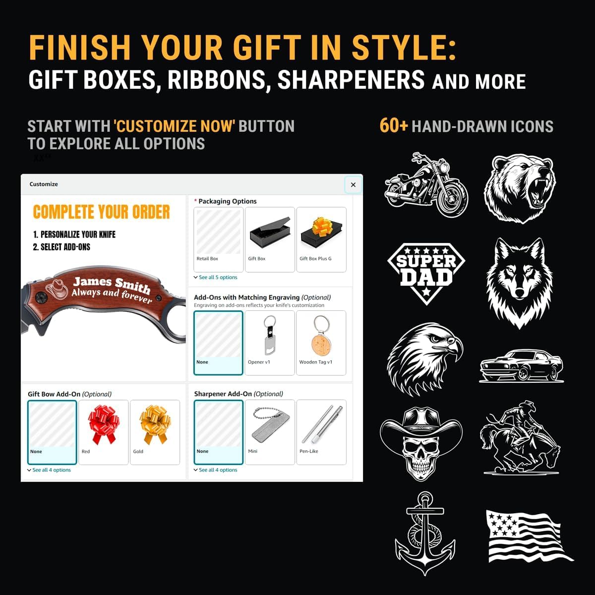 Custom Knife for Men and Women - Personalized Idea Gifts - Engraved Gifts for Dad Husband Boyfriend Wife Girlfriend - Customized Pocket Knives for Birthday - Best Unique Present X-42- 52 PS