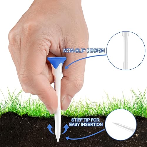 Miniatura 3 de MAZEL Paquete de 8 camisetas de golf de plástico de alto rendimiento, excelente durabilidad y estabilidad con 5 puntas, reduce la fricción y el giro