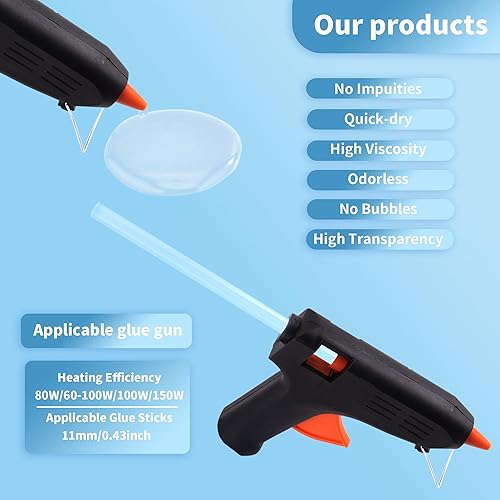 Miniatura 4 de MATUFF Varillas de pegamento negro de tamaño completo de 0.43 pulgadas de diámetro x 8 pulgadas de largo, 32 barras de pegamento caliente para