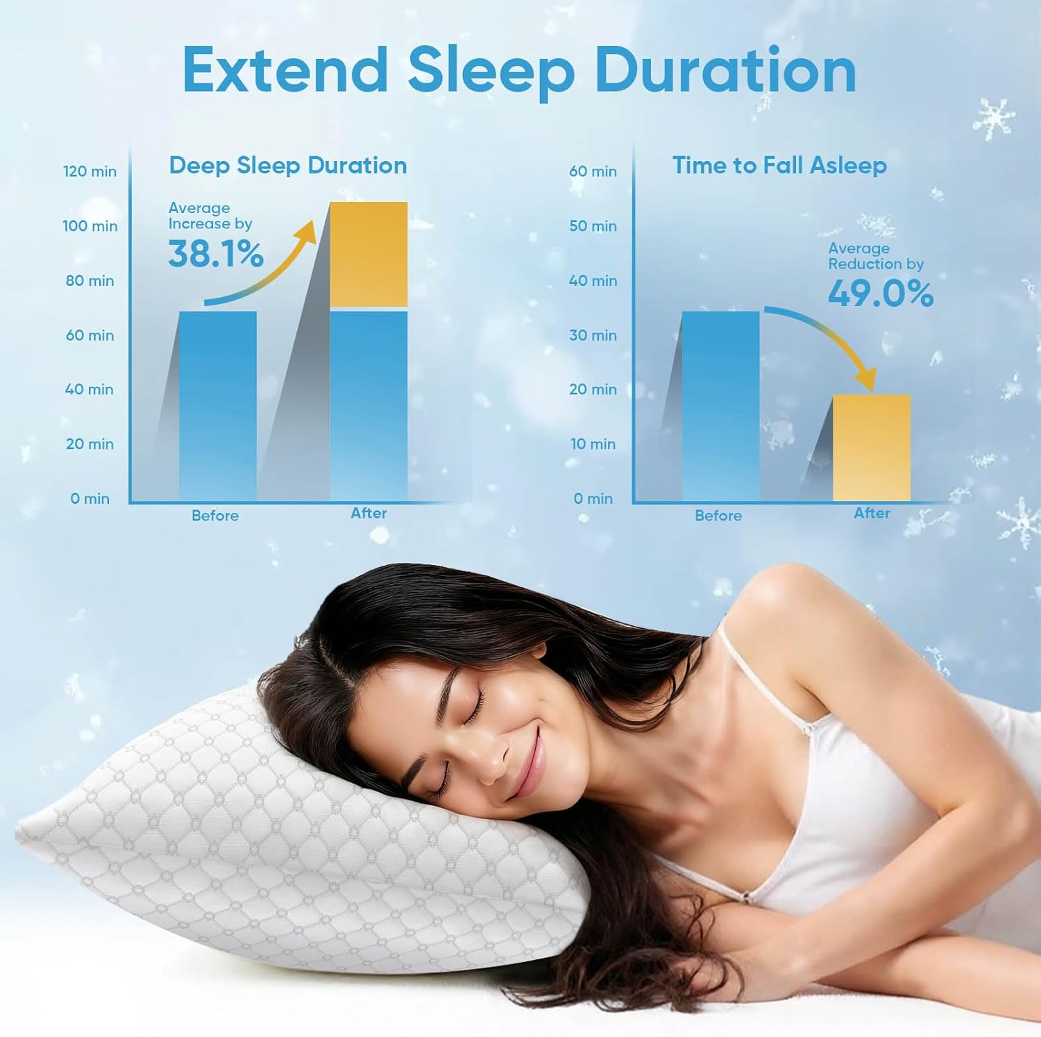 Shredded Memory Foam Pillows, Bed Pillows King Size Set of 2, Cooling Pillows for Sleeping, Adjustable Firm Pillow for Side Back and Stomach Sleepers, Bed Pillow with Washable Removable Cover