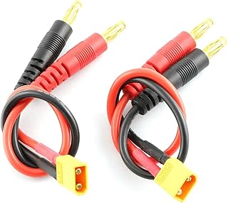 DGZZI 2pcs XT30 Male Plug to 4mm Bullet Banana Connector with 150mm 16AWG Cable for RC Lipo Battery FPV Drone