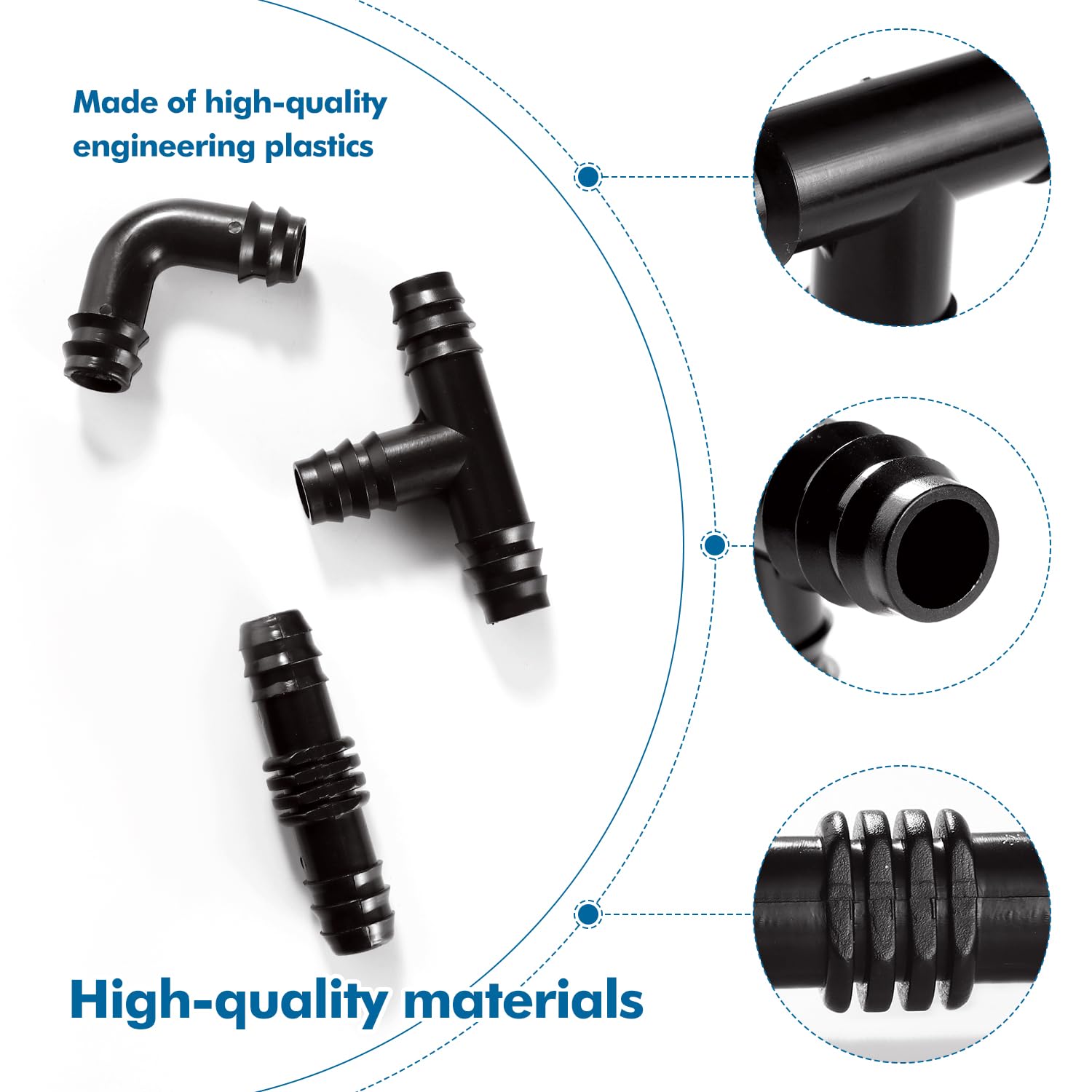 VooGenzek 24 PCS 16mm Garden Barbed Connector, Plastic Drip Irrigation Hose Connector, Barb Drip Pipe Connector - Image 3