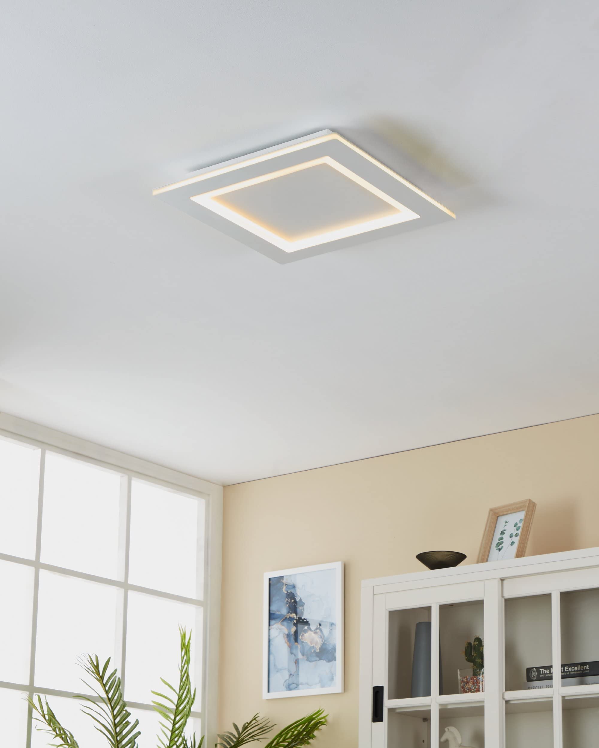 EGLO connect.z Smart Home plafoniera LED Padrogiano-Z, ZigBee, app | e controllo vocale Alexa, colore della luce regolabile (bianco caldo – freddo), RGB, plafoniera in metallo bianco, 45x45 cm