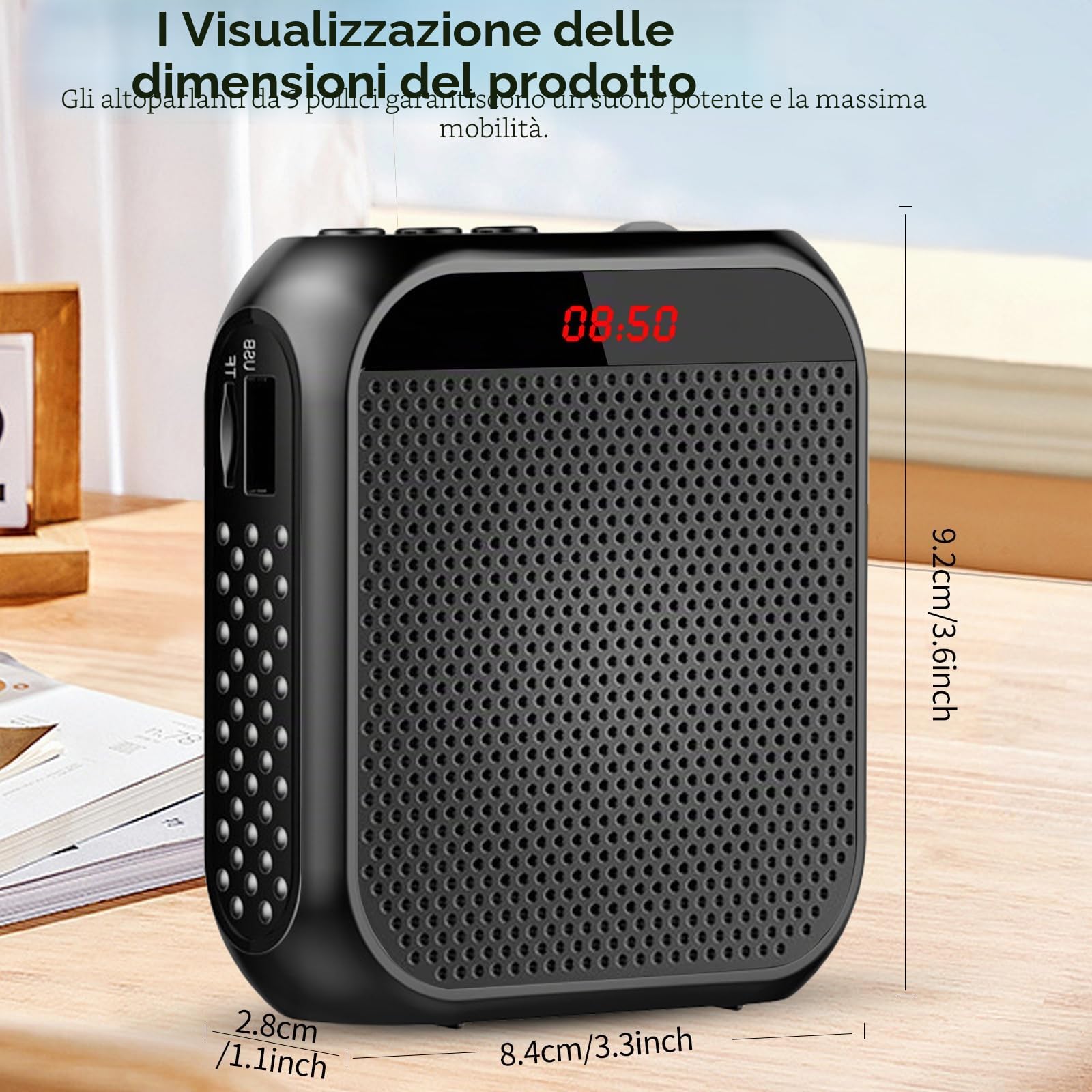 Amplificatore vocale wireless con microfono, altoparlante portatile ricaricabile, bund, batteria 2200 mAh, per allenatori e insegnanti