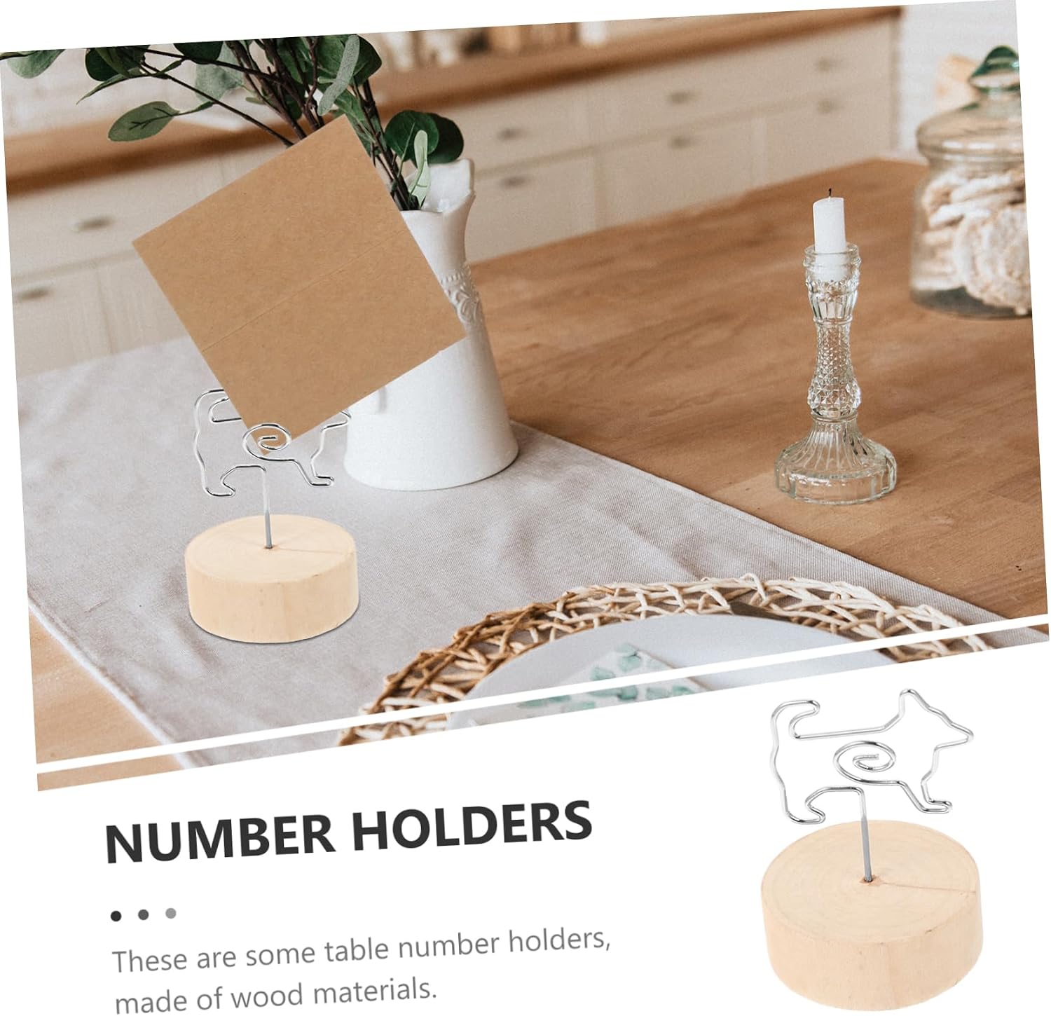 Gadpiparty Wooden Base Memo Clip Desk Card Holder Metal Photo Clip Holders for Table Wedding Decor