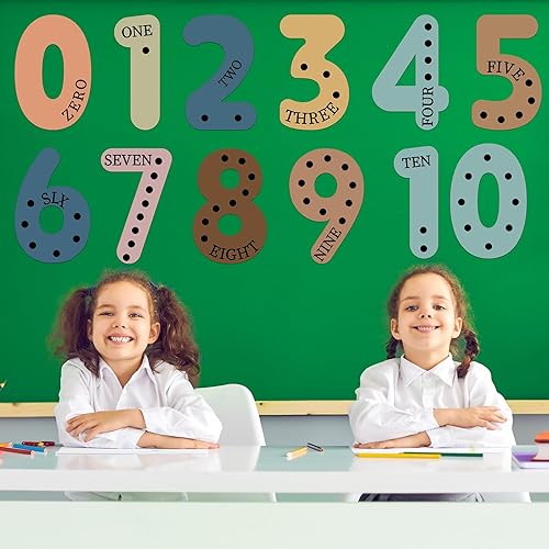 Vista 33 de Qyeahkj Tablón de anuncios de números gigantes, cálidos, bohemios, para aprendizaje educativo, carteles de matemáticas para niños pequeños, póster