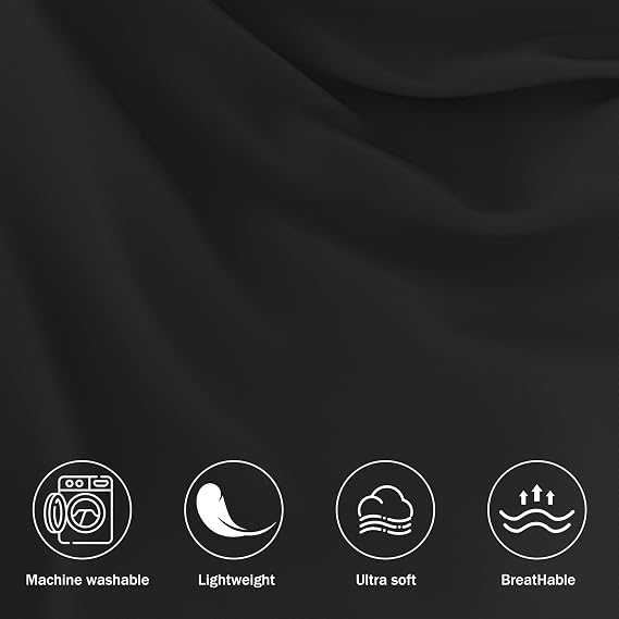 wyewye King Size Fitted Sheets, Black, 150x200 cm with 40 cm Super Deep Pocket, Microfiber Fabric Bed Fitted Sheets, Breathable, Wrinkle-resistant, Non-shrinking, Non-fading
