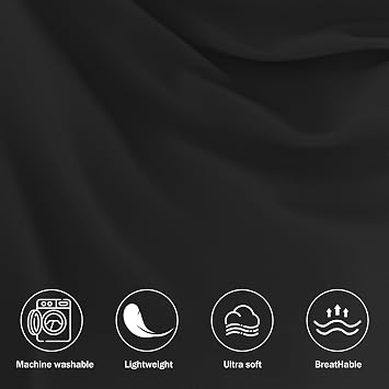 wyewye King Size Fitted Sheets, Black, 150x200 cm with 40 cm Super Deep Pocket, Microfiber Fabric Bed Fitted Sheets, Breathable, Wrinkle-resistant, Non-shrinking, Non-fading