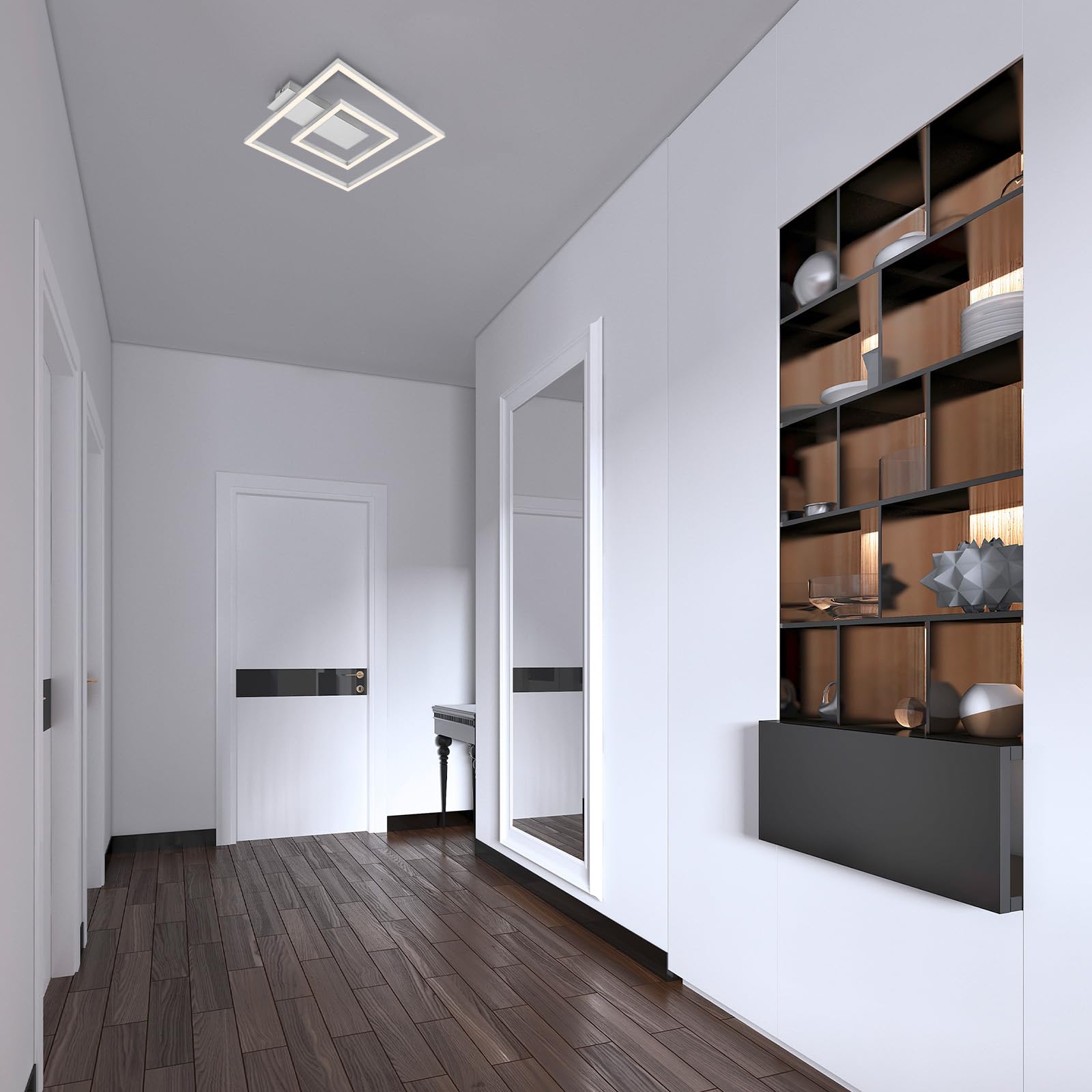 BRILONER - LED Deckenlampe Frame, LED Deckenleuchte mit warmweißer Lichtfarbe, 18W Lampe, Wohnzimmerlampe, Schlafzimmerlampe, 320x300x50 mm (LxBxH)
