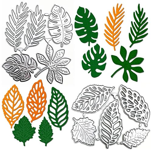 KVMDVSY Leaves Metal Die Cuts Set Include 10 Different Patterns Leaf Cutting Dies Stencils for Scrapbooking Photo Album Decorative Embossing Paper Dies for Card Making Template