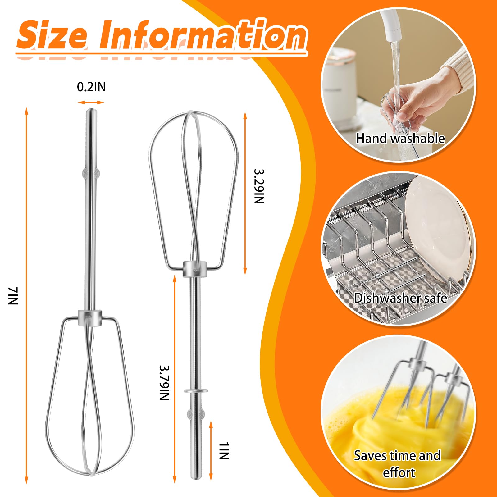Hand Mixer Beaters Attachments for Kitchenaid Stainless Steel - Image 3