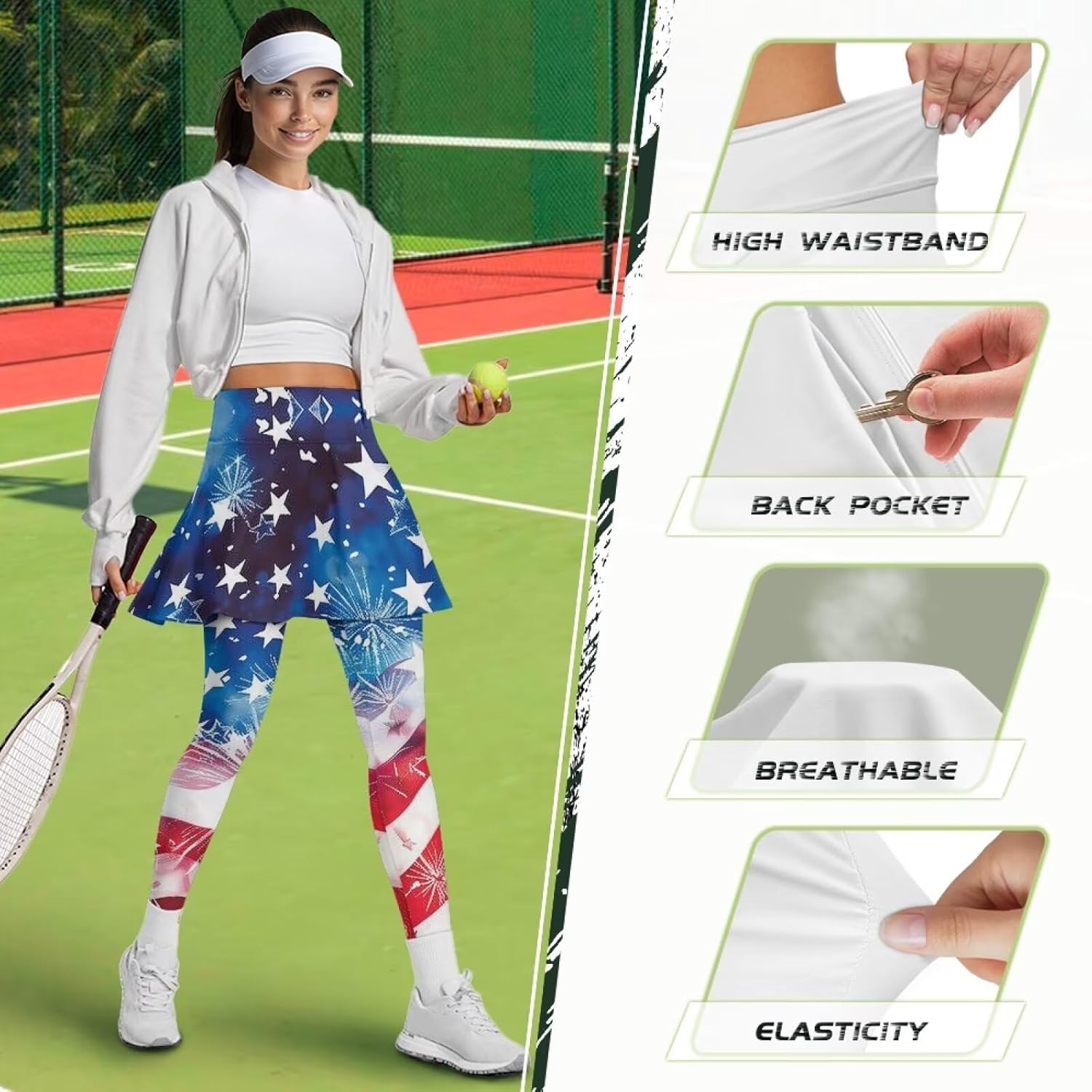 Tennis Skirted Leggings with Pockets for Women Comfortable Active Skort Athletic Skirt with Leggings Plus Size