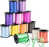 GIFTEXPRESS 12 Rolls Crimped Curling Ribbon Balloon Strings, Assorted Vivid Colors, 3/16