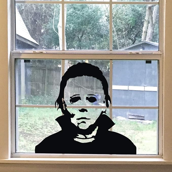 Pegatina vinilo Michael Myers ventana Halloween 24x22 pulgadas terror clasico decoracion