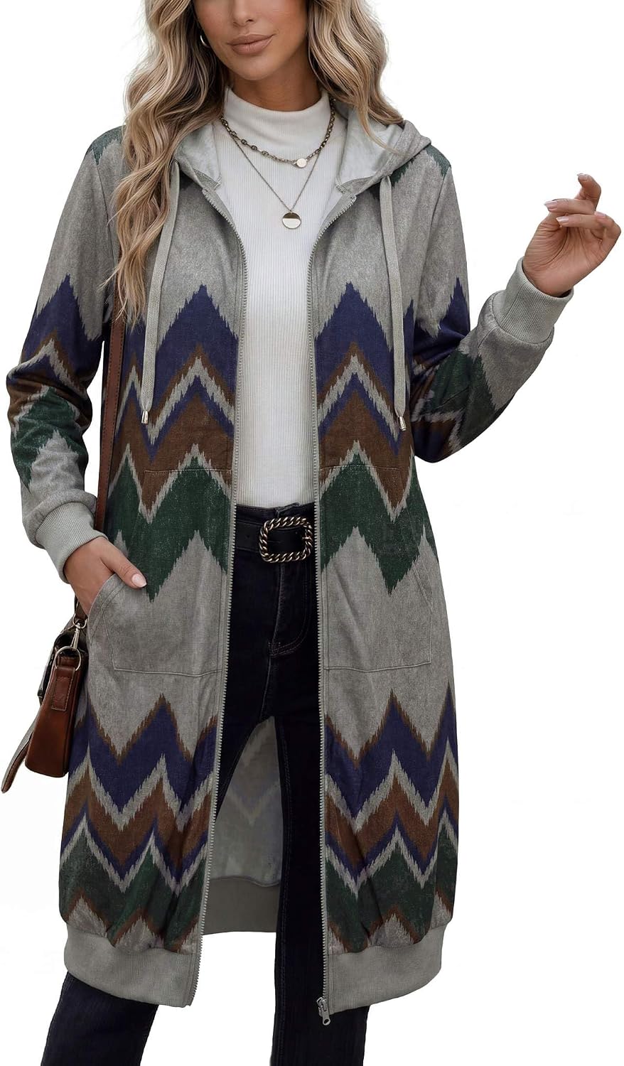 HOTOUCH Women's Zip Up Hoodies Oversized Long Fleece Hooded Sweatshirts
