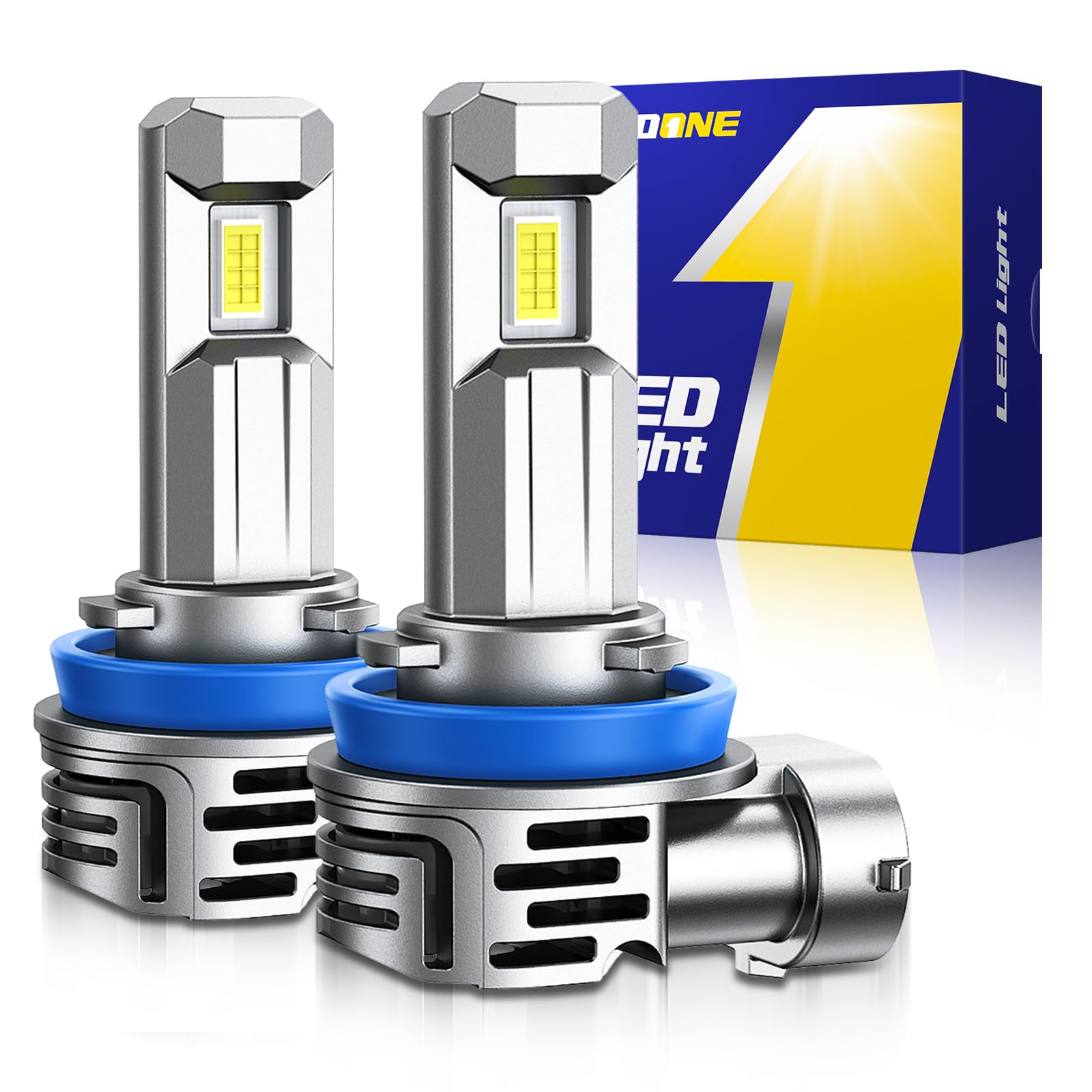 AUTOONE H11 Light Bulbs H8 H9 LED, 1:1 Mini Size, 60,000LM Brightness, No Flicker 6500K Cool White, Easy 3 Min Plug and Play, IP68 Rated, Long Lifespan, 2 PCS