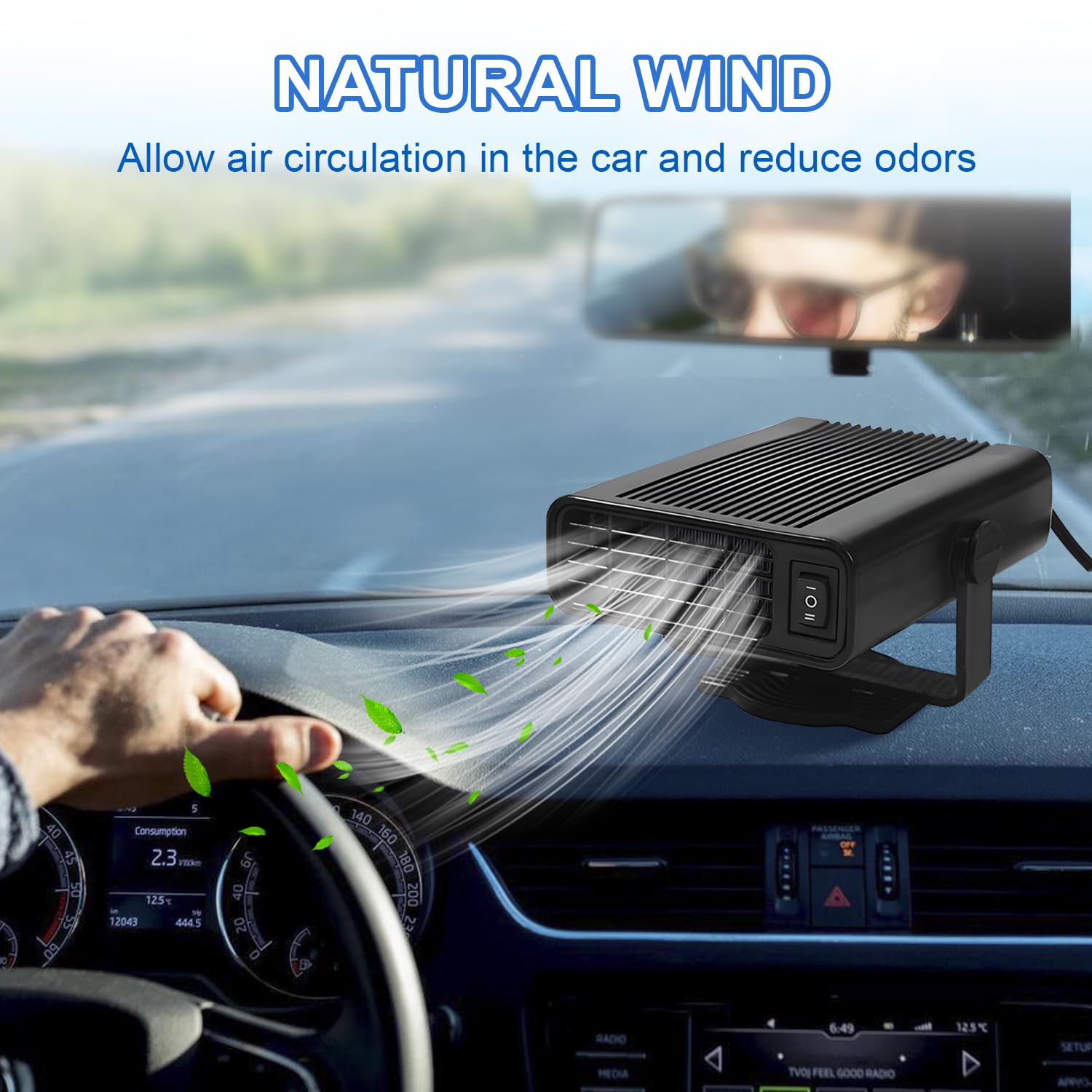 Riscaldatore per Auto Riscaldatore e Sbrinatore Portatile 12V 150W, Riscaldatore/Ventola di Raffreddamento 2 in 1, Presa Accendisigari