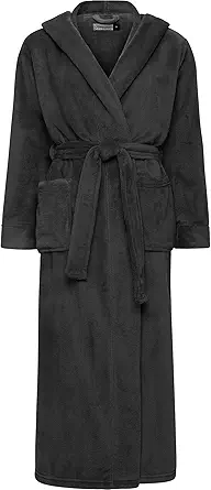 Alexander Del Rossa Plush Fleece Robe for Women, Long Hooded Bathrobe with Hood, Plus Size