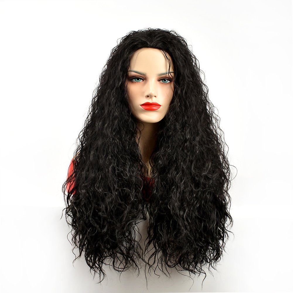 Naseily Long Afro Kinky Curly Wigs Natural Black Wig Synthetic Wigs For African