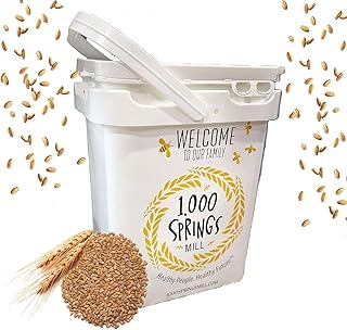 1000 Springs Mill - Organic Hard White Winter Wheat Berries - 25lb Bulk Bucket for Grain, Sprouting Seeds, Flour, and More...