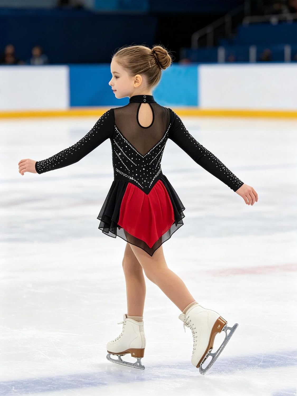 YiZYiF Girls Skating Dress Long Sleeve Tutu Skirt Leotard