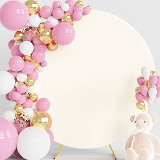 Wokceer 6.6FT Round Backdrop Cover Ivory Round Arch Covers Backdrop