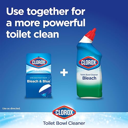 Miniatura 8 de Pastillas para inodoro Clorox Ultra Clean Bleach & Blue, aroma limpio para lluvia, 2.47 onzas cada una, 4 unidades (el paquete puede variar)