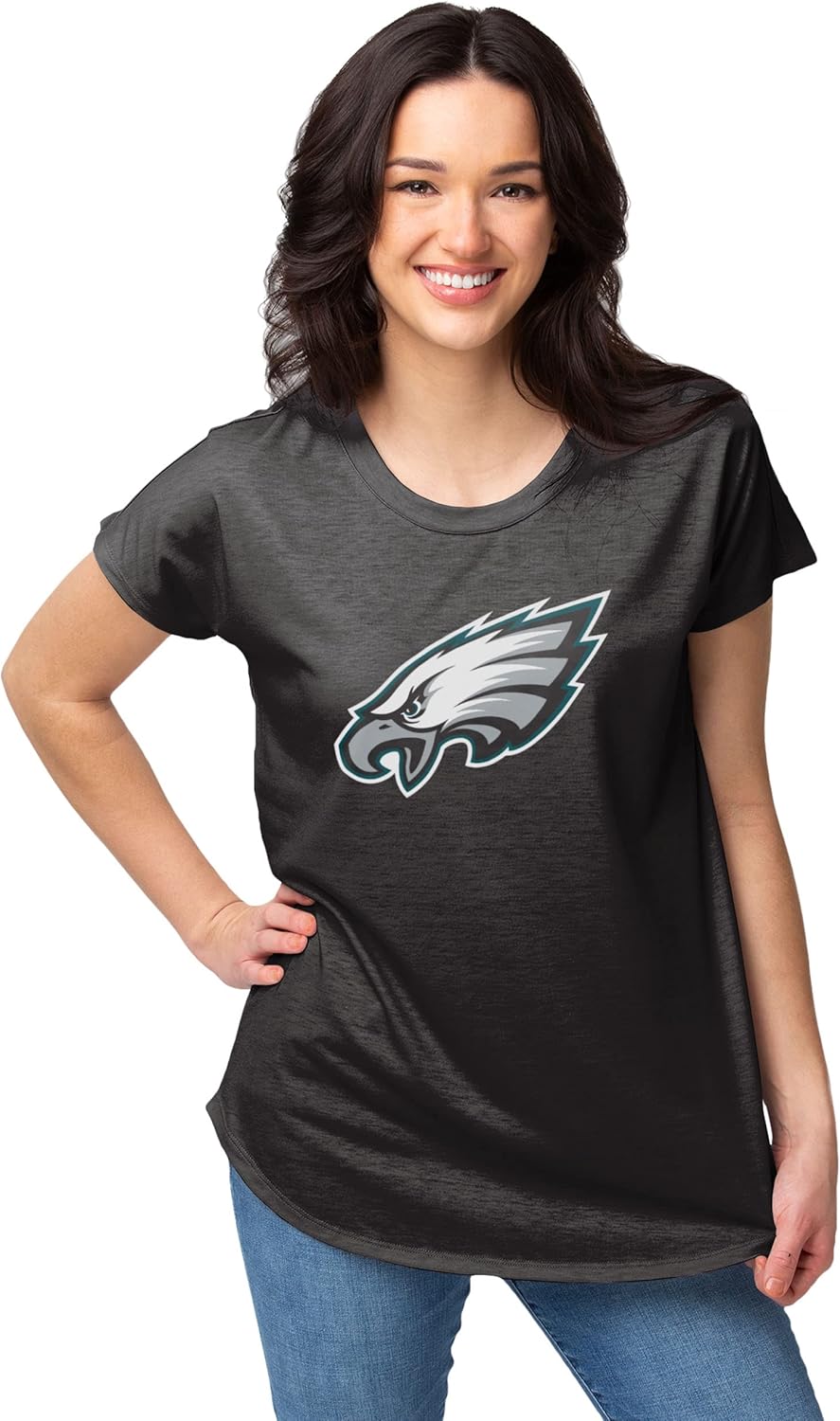 FOCO NFL Womens NFL Team Logo Ladies Fashion Tunic Top Shirt