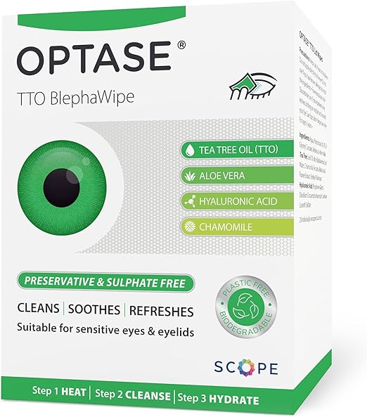 Optase TTO BlephaWipe Eyelid Cleansing Wipes for Daily Eyelid Hygiene