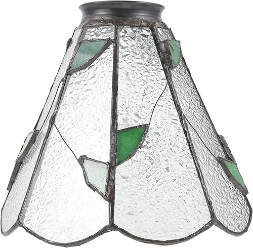 Miniatura 9 de Pantalla de cristal de vitral, pantalla de lámpara de araña con forma de flor de loto, pantalla de lámpara de mesa de vidrio estilo flor, pantalla