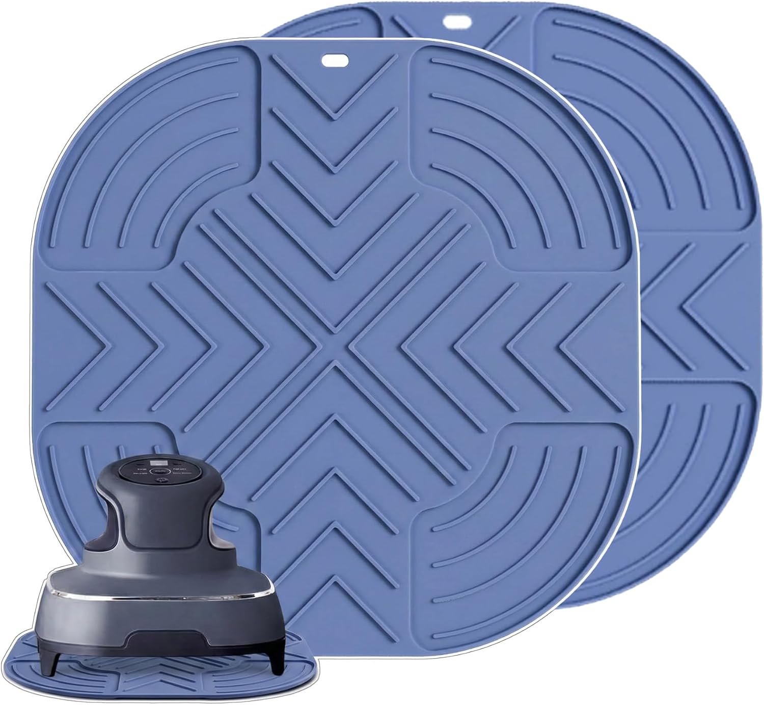 2-Pack Silicone Heat Resistant Mat for Ninja Crispi Glass Air Fryer Accessories, 10.4" Countertop Protector Trivet, Reusable Non-Slip Hot Pad for FN101GY FN101SG FN101ST, Ninja Crispy Mat, Blue