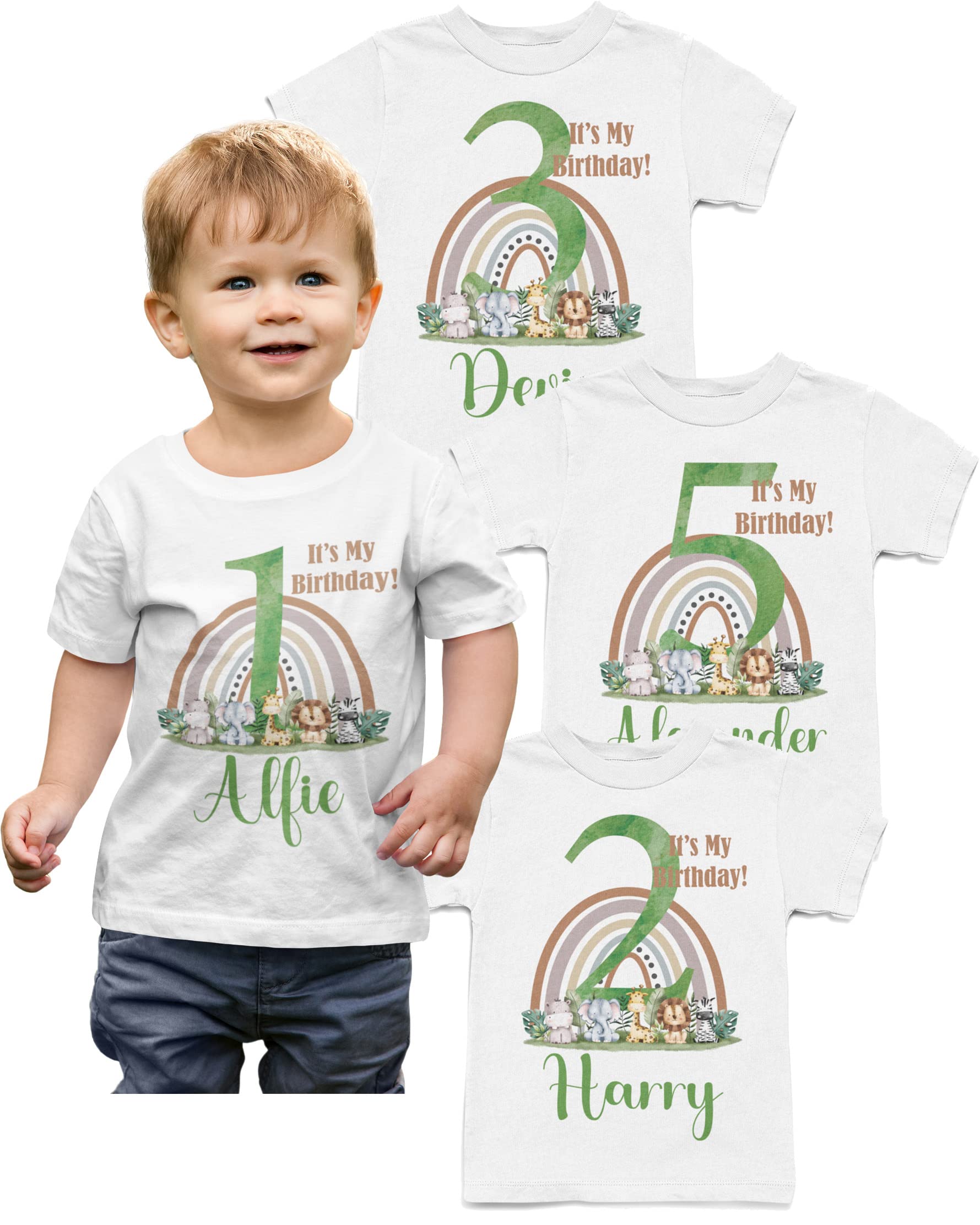 Personalised Birthday T-Shirt 1st Birthday Outfit for Boys Jungle I Am 2 3 4 5 1 Numbers Top Party 2nd 3rd 4th 5th Gift Name