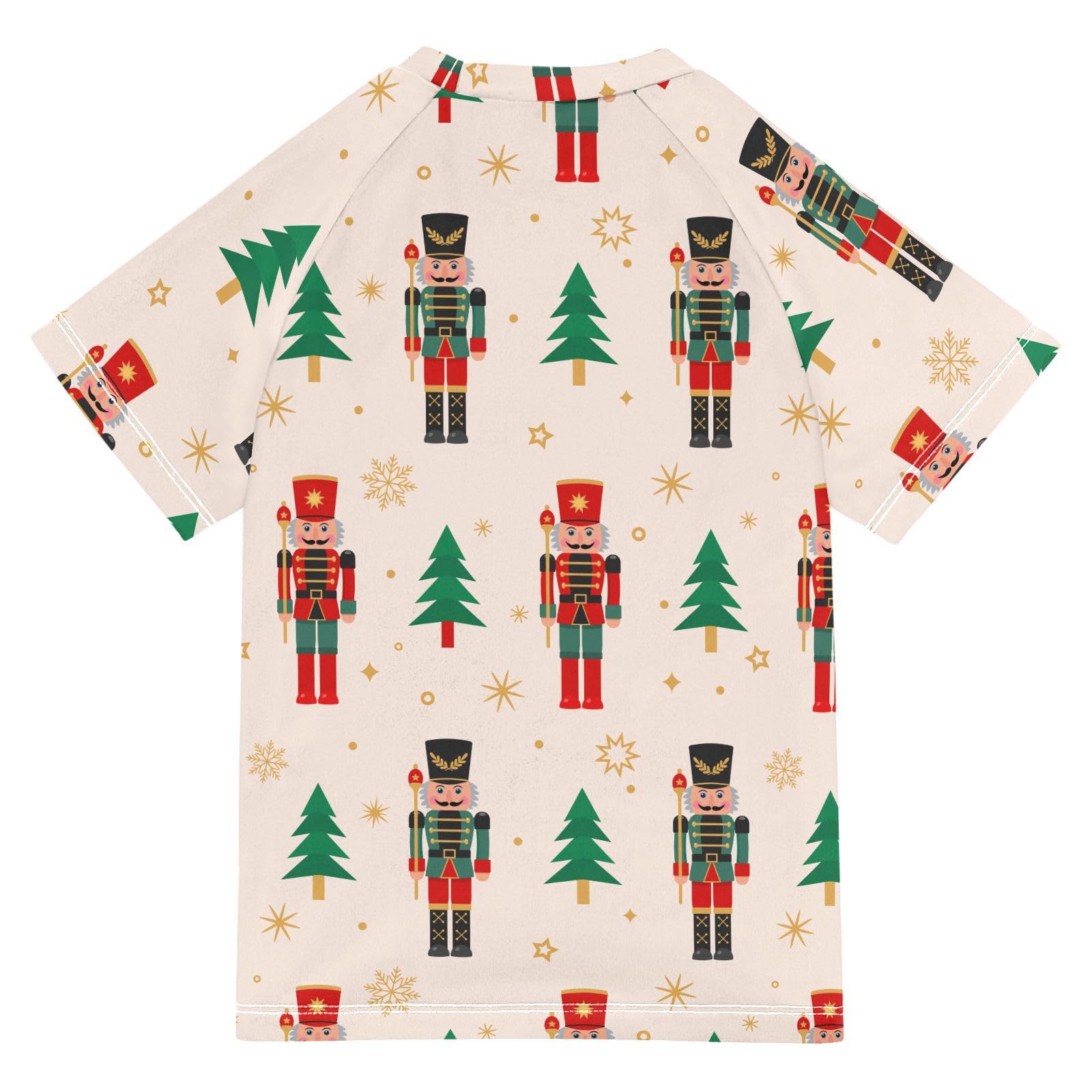 Aflyko Christmas Boys' Swim Shirt Nutcrackers Soldier Golden Snowflake Rash Guard Beachwear Sun Protection Fishing Hiking Camping Surfing Swimming Toddler Infant Summer Daily T-Shirt, 4T