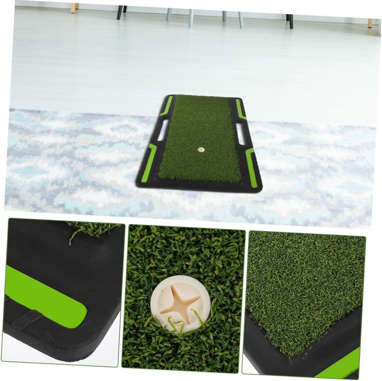 Heavy Duty Indoor Golf Hitting Mat with Shock-Absorbent Turf and Anti-Slip Rubber Base Portable Practice Grass Mat for Realistic Swing Training and Ball Striking Improvement
