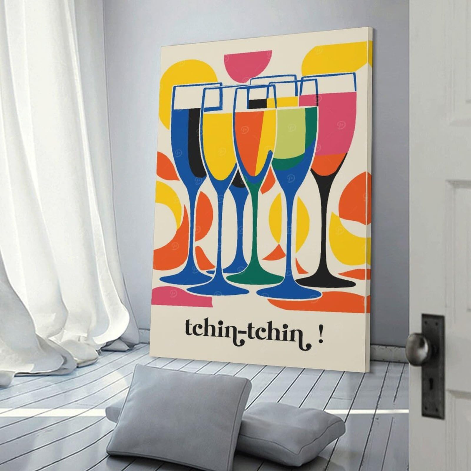 Junmoney Colorful Tchin Tchin Decorative Wall Artwork 24x36inch(60x90cm), for New Homes, Bedrooms Or Workspaces, A Wall Art Gift for Fresh Interiors