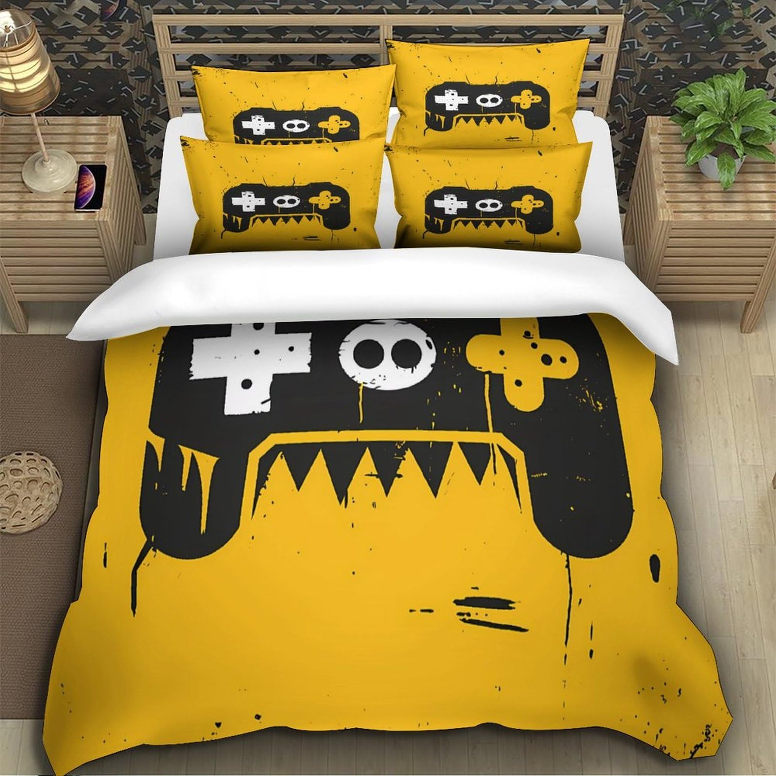 Mando de Juego 3D Impreso Funda Nórdica Microfibra para Adolescentes Adultos Decoración de Dormitorio Juego de Cama Divertido Suave Transpirable Super King（260x220cm）