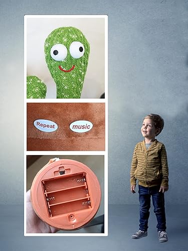 Miniatura 6 de Juguete que imita el cactus bailarín, 120 canciones para bebés de 15 años, graba tu sonido, juguete de cactus para bebé con luz LED, 6-12 meses boca
