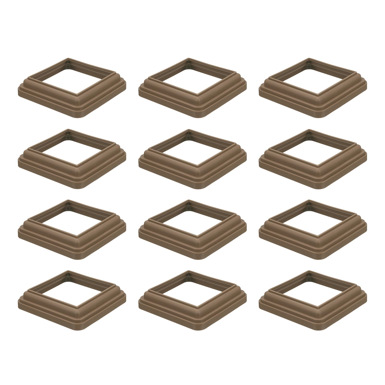 Faldones de poste de plástico 4x4 pulgadas color marrón claro para ocultar bases en vallas Pack 12 7