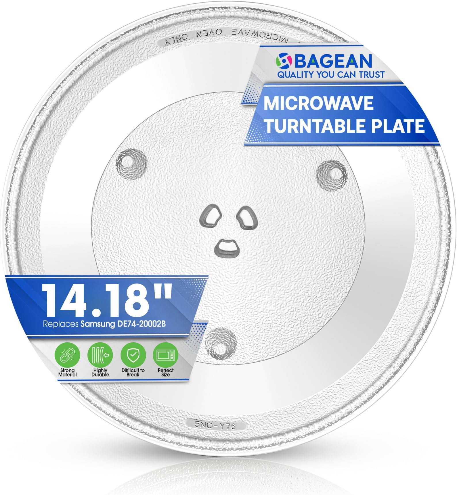 Bagean Microwave Plate Replacement 14 1/8 inch Fits DE74-20002B Samsung Microwave Turntable Plate - Exact Replacement Microwave Glass Plate - Durable Oven Dish Tray For Better Reheating and Cooking