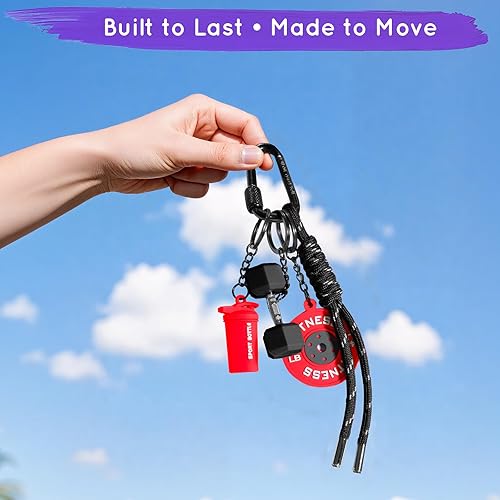 Miniatura 3 de Llavero de Mancuerna y Pesas, Adornos para Bolso o Cartera, Regalo para Mujeres y Hombres Fitness, Lindos Accesorios Mini para Llaves de Coche