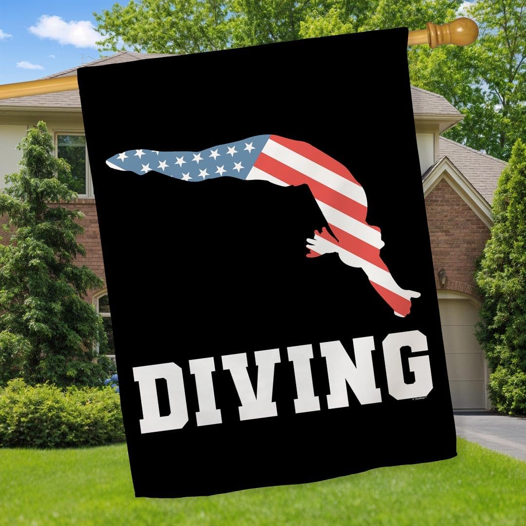 American Pride Summer Games Gifts USA Sports Diving Double Sided 28x40 House Flag
