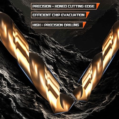 Miniatura 4 de Broca, diámetro de corte de 516 pulgadas (0.313 in), 4241 HSS negro y dorado 118 ángulo de corte versátiles  (aplicaciones para perforar plástico,
