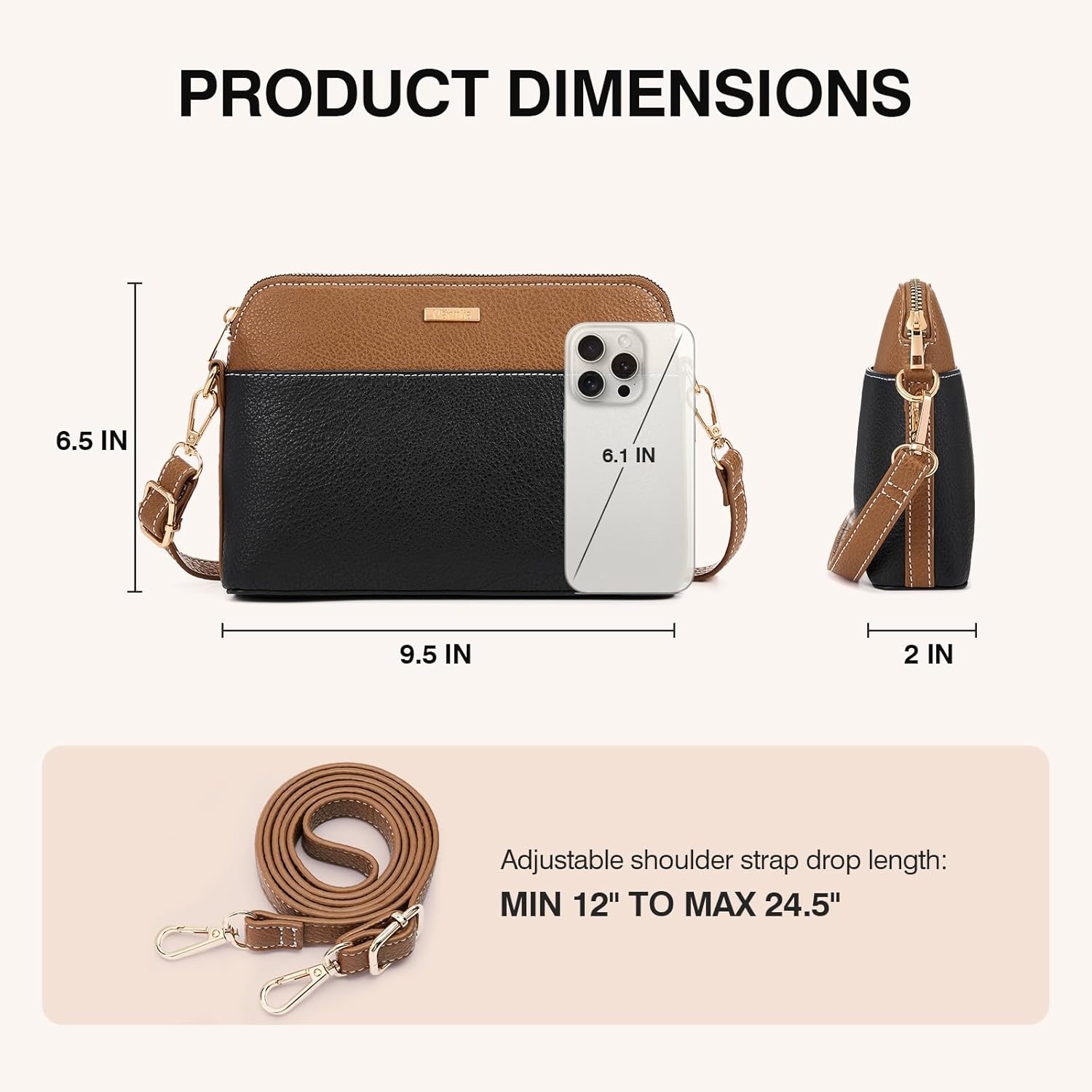 Marvolia Crossbody Bags for Women Vegan Leather Shoulder Handbags Crossbody Travel Purses with Adjustable Strap - Image 3