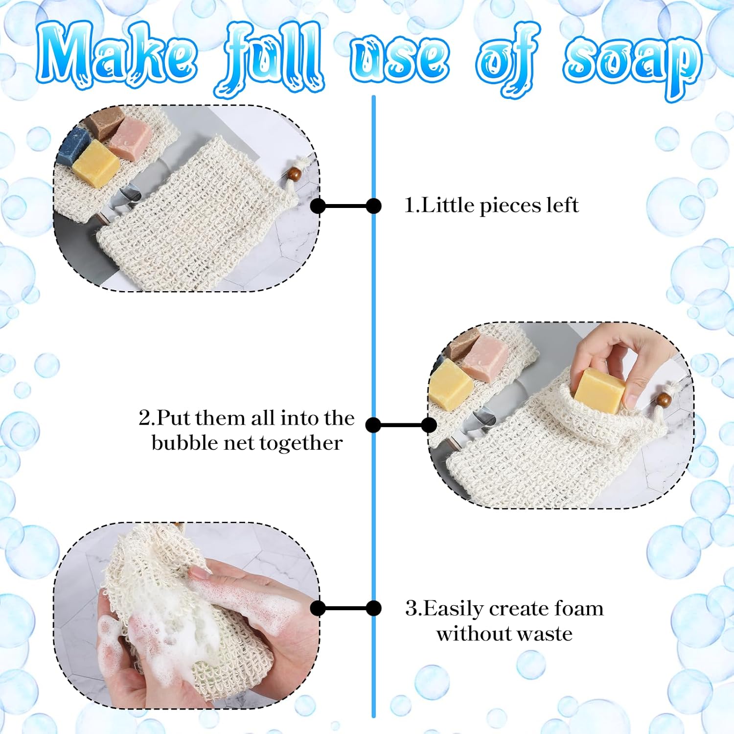 80 Pack Soap Saver Bag, 3.5x5.5 Inch Mesh Exfoliating Bar Soap Pouch with Drawstring Sisal Soap Saver Drawstring Soap Holder Plastic-Free for Shower Soap Foaming and Drying